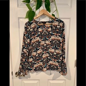 Banana Republic floral blouse with bell sleeves